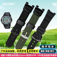 ✇►㍿ Watchband for Casio Watch SGW-100 SGW-200 Series Mens Nylon Canvas Resin Silicone Watch Strap