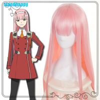 วิกผมยาวตรง สีชมพู สําหรับคอสเพลย์อนิเมะ Zero Two 02