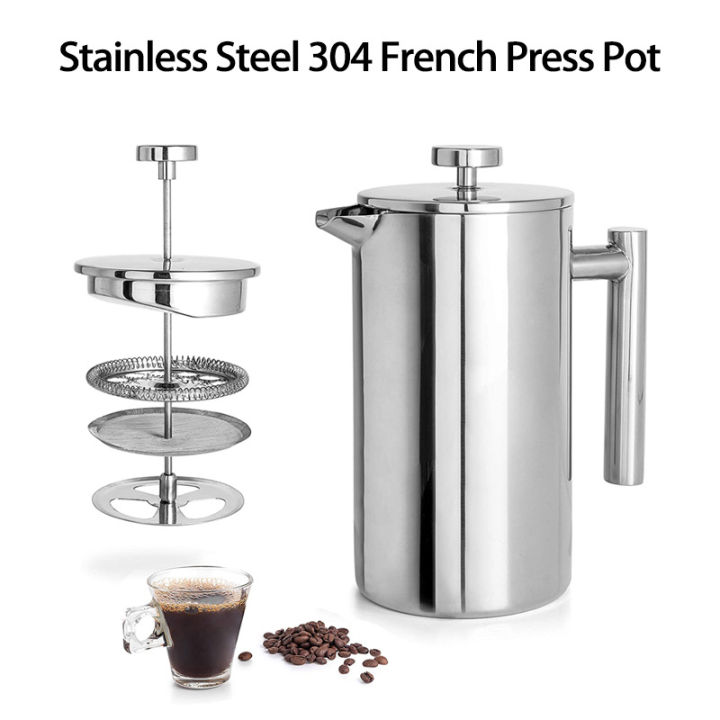 เหยือกชงกาแฟ-หม้อต้มกาแฟสด-กาต้มกาแฟสดแบบพกพา-หม้อกาแฟ-เครื่องชงกาแฟ-หม้อชาแบบกดฝรั่งเศสพร้อมตัวกรองสแตนเลส-304-beauties