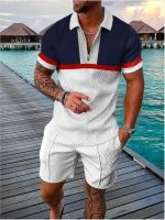 New High-Quality Mens T-shirt Suit Summer Fashion Luxury 3D Printed Mens POLO Shirt Short Sleeve and Shorts 2-Piece Street Set