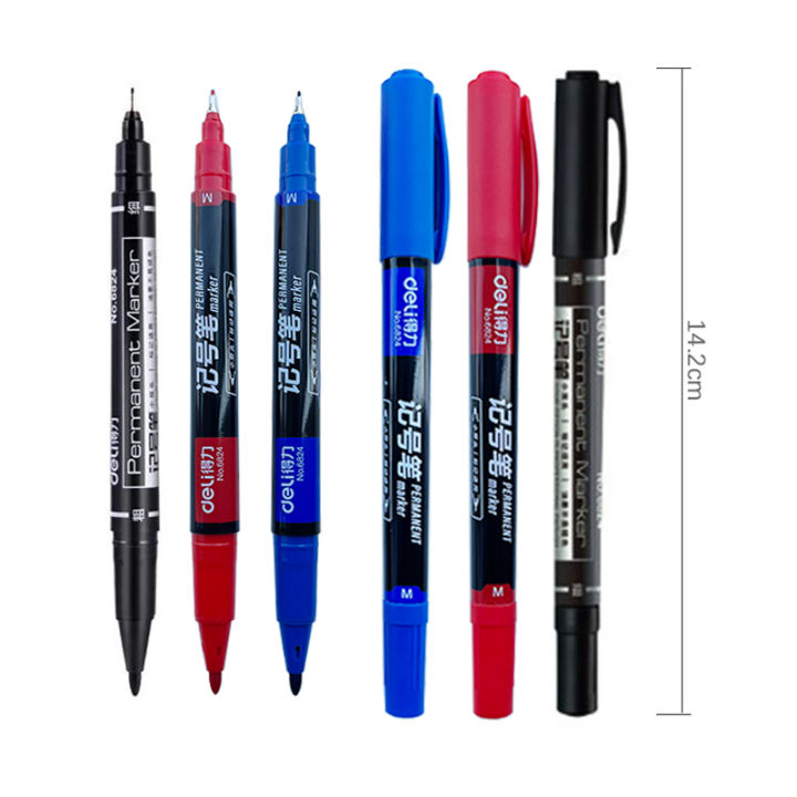3-pc-เครื่องหมายถาวรสีดำสีฟ้าสีแดง-double-headed-marker-ปากกาสำหรับกระดาษเหล็ก-cd-แก้วผ้าสีเครื่องหมาย-office-school-supply-yrrey