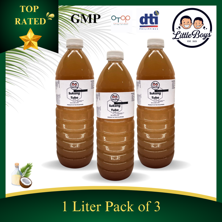 1 Liter PACK OF 3 Sukang Tuba Coconut Sap Vinegar CHEMICAL FREE