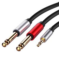 3.5mm 1/8" TRS to Dual 6.35mm 1/4" TS Mono Stereo Y-Cable Splitter Cord AUX Audio Adapter Cable for Guitar Mixer Amplifier