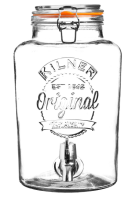 KILNER โหลแก้ว คิลเนอร์ สำหรับเครื่องดื่มพร้อมก๊อก คลิปหนีบด้านบน สไตล์วินเทจ ขนาดบรรจุ 5 ลิตร รุ่น 0025.873 ขนาด 22.5 x 19.0 x 31.5 ซม. / KILNER Vintage Drink Dispenser - Clip Top Round Glass Storage Jar with Dispensing Tap - 5 Liter - Model Number 0025.