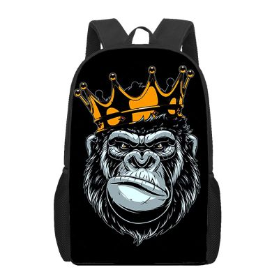 Cartoon Animal Crown Cool Print School Bags for Teenage Girls Boys Casual Children Bookbags Laptop Backpacks Student Book Bag