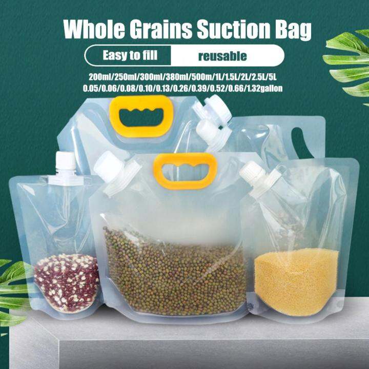 Transparent Suction Grains Bag Juice Suction Bag Portable Plastic