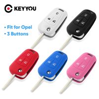 dvfggv KEYYOU 3 Buttons Silicone Key Case Cover For OPEL Astra H Corsa D Vectra C Zafira Remote Flip Folding Car Shell