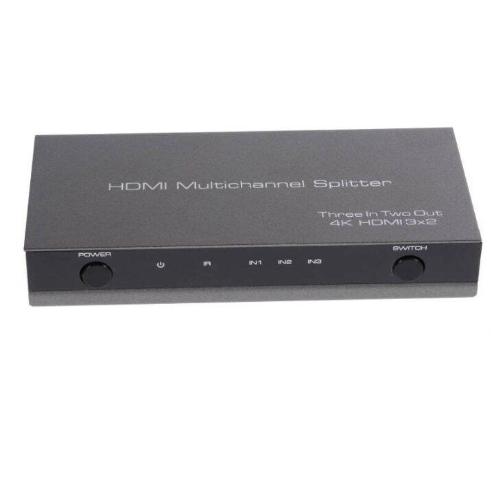 4k-hdmi-ที่เข้ากันได้กับสวิตช์แยก3x2-4kx2k-30hz-uhd-สวิตช์3-in-2-out-splitter-hub-ด้วยรีโมท-ir