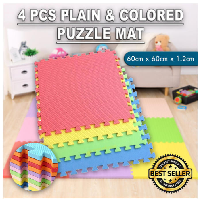 4pcs Set Large Puzzle Rubber Mat Plain Design Big Size Puzzle Play Mats