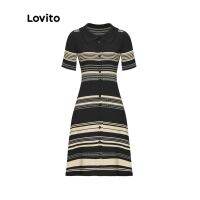 ℗ Lovito Casual Striped Button Dress for Women LNE05143 (Multi-Color)