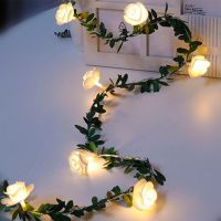 DIYLooks ไฟ LED 30ดวงยาว4.5ม. เถากุหลาบหวายจำลองจากแสงอาทิตย์สายไฟ LED ตกแต่งแบบพวง