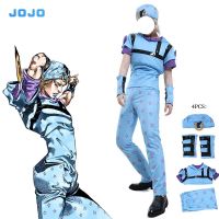 อะนิเมะ JOJO โจโจเด็กเหล็กบอลวิ่ง SBR คอสเพลย์เครื่องแต่งกายผู้ชายผู้หญิงเครื่องแบบหมวกแขนสั้นกางเกงสันทนาการชุดฮาโลวีนปาร์ตี้แสดง