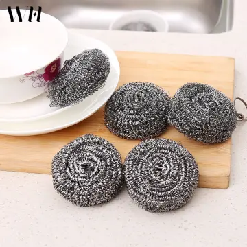 6pcs Stainless Steel Sponge Scourer, Kitchen Pot Pan Cleaning Tool, Dish  Wash Scrubber Pad, Steel Wool Ball For Utensil & Dish Cleaning