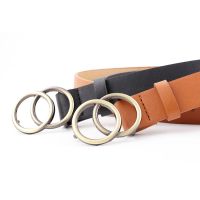 Fashion Leather Waist Belt Women Black White Double Ring Belt Round Buckle Wild Waistband PU Leather Casual Waistbands