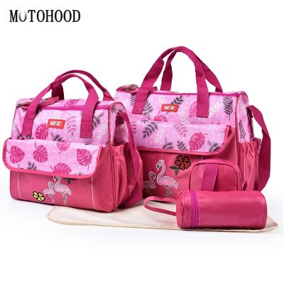 hot！【DT】♝☃  MOTOHOOD  Baby Diaper Tote 5 Piece Set Multifunction Nappy Changing Large Reusable Nursing with Straps Materni