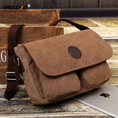 Mens Messenger Bags Male Canvas Shoulder Bag Fashion Casual Style Satchels Solid Color Crossbody Bag Retro Small Bags XA718ZC