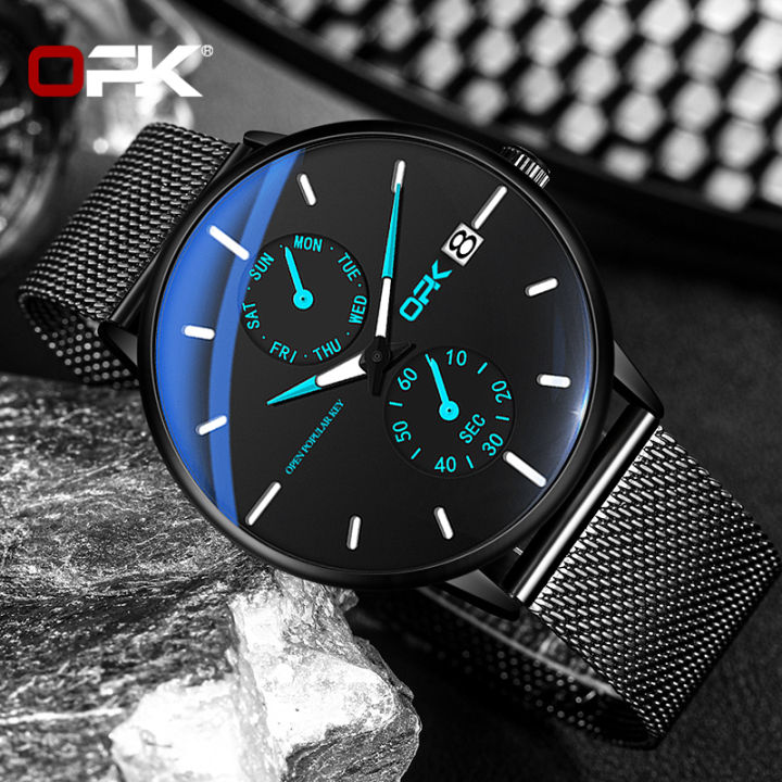 opkนาฬิกาควอตซ์สำหรับผู้ชายปี2021-นาฬิกาแฟชั่นหรูดูดีกันน้ำได้พร้อมกล่องใส่ลำลอง