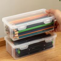 Large Capacity Desktop Storage Box Pencil Case Transparent Mark Pen 2023 New Stationery Case Office Stationary Supplies