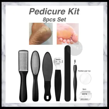 Foot Scraper Set, 8pcs Premium Stainless Steel Professional Foot Scrubber  Pedicure Foot File Callus Remover Used on Wet Dry Feet