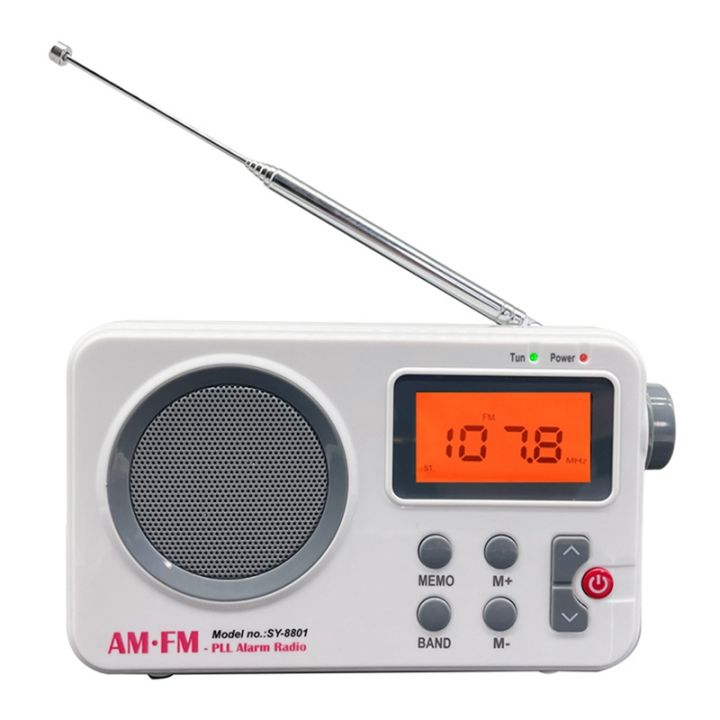 Portable AM FM Retro Stereo Shortwave Radio with LCD Screen, Earphone Jack,  Heavy Bass, Digital Alarm Clock for Home 
