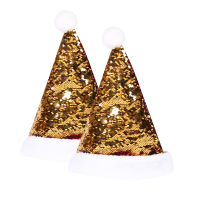 Christmas Party Favors Golden เลื่อม Santa สองด้าน Paillette หมวกคริสต์มาสแฟชั่น Headdress ตกแต่ง Party Favors For