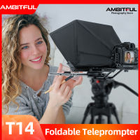 AMBITFUL T14 Teleprompter Foldable Teleprompter 10.7inch*8.8inch Screen Size ,Compatible With Wide Angle Over 35mm,Can Use With DSLR or Phone