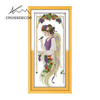 Crossdecor Cross Stitch ชุดด้วยวัสดุรูปผ้าพิมพ์ผ้าฝ้ายโรงงาน Outlet ผ้า11CT 14CT ปักชุด Craft Handmade ตกแต่งสำหรับ Sala Wall-ผลไม้ Angel