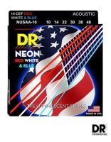 DR Strings NEON สายกีตาร์โปร่ง เบอร์ 10 เรืองแสงในที่มืด สายเคลือบ (Extra Light, 10-48) ** Made in USA **