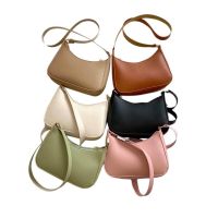 Womens Fashion Handbags Retro Solid Color PU Leather Shoulder Underarm Bag