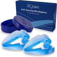 ZQuiet, Anti-Snoring Mouthpiece, Starter Pack with 2 Sizes, Living Hinge &amp; Open Front Design for Comfort &amp; Easy Breathing, Blue