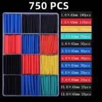 750 PCS Boxed Shrinkage 2:1 Connection Electrical Wire Assortment Kit Heat Shrink Sleeving Tube Set Thermoresistant Tube Wire