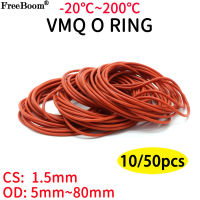 1050Pcs สีแดง VMQ ซิลิโคน O แหวน CS 1.5มม. OD 5 ~ 80มม. เกรดอาหารกันน้ำเครื่องซักผ้ายางฉนวนรอบ O รูปร่างซีลปะเก็น