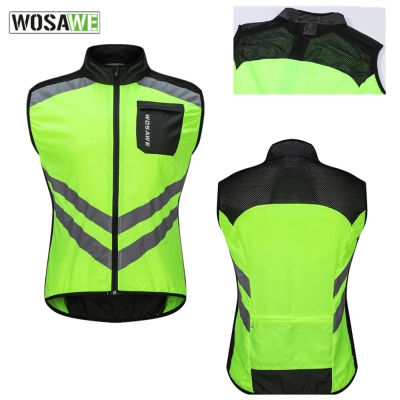 WOSAWE เสื้อกั๊กสะท้อนแสง Windproof วิ่งเสื้อกั๊กความปลอดภัยรถจักรยานยนต์ขี่จักรยาน Gilet MTB ขี่จักรยานจักรยานเสื้อผ้าเสื้อแขนกุด