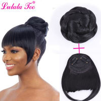 Synthetic Fake Hair Bun And Bang Set Heat Resistant Fiber Chignons HairPiece tail Wig For Women Clip in Hair Extension2023