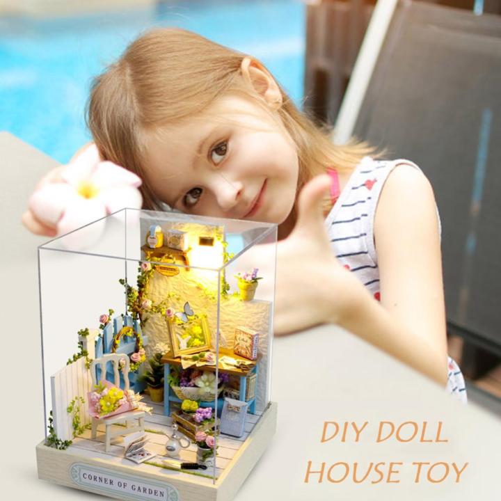 บ้านกระท่อมตุ๊กตาจิ๋ว-diy-สำหรับเด็กๆโมเดลคอทเทจทำมือโมเดลตึกไม้