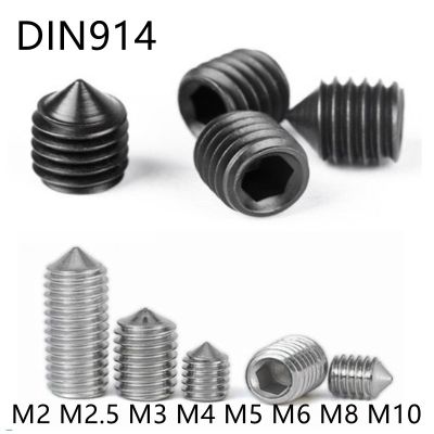 ✎ 10-50pcs M2 M2.5 M3 M4 M5 M6 M8 M10 DIN914 304 stainless Steel Black grade 12.9 Hex Hexagon Socket Cone Point Grub Set Screw
