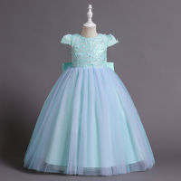 3 Colors 110cm-160cm European and American Baby Girl Princess Long Dress Ball Gown Wedding Performance Party Vestidos Children