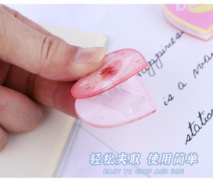 barbie-pink-love-acrylic-clip-cute-mini-gradient-portable-test-paper-clip-students-office-stationery-folder-hand-account-clips