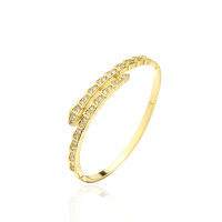 Luxury 18K Gold Electroplated Copper Micro-inlaid Zircon Snake Shape celet Women Charm Nail celet in celets &amp; Bangles