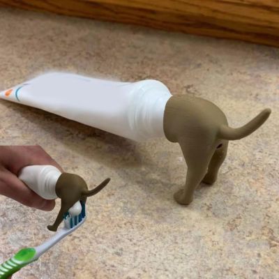 RUST หมวกยาสีฟัน Topper ยาสีฟันก้นสุนัขเซ่อ ของขวัญสำหรับเด็ก สุนัขเซ่อ ยาสีฟันหมวกแก็ป ตลกๆ ของใช้ในห้องน้ำ เครื่องจ่ายยาสีฟัน เด็กๆเด็กๆ