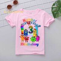 T Shirt girl Pink T Shirts Number blocks Kids Tshirt 1 2 3 4 5 6 7 8 9 olds Birthday T-shirts Numberblocks Summer Tops For Girls-clothing Children Clothes Baby Short Sleeve