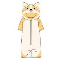 ✈✣ ฤดูร้อนตลก Erha Shiba Inu ชุดนอนชิ้นเดียวคลุมด้วยผ้าการ์ตูนแอนิเมชั่นแขนสั้นแจ๊กเก็ตเสื้อผ้าที่บ้านอินเทรนด์