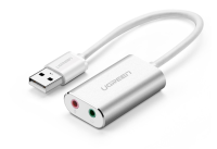 UGREEN รุ่น 30801 CABLE (สายยูเอสบีออดิโอ) UGREEN USB 2.0 TO EXTERNAL SOUND ADAPTER 0.3 METER วัสดุเป็นโลหะอย่างดี