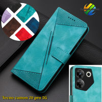 เคสหนังแบบฝาพับสำหรับ Tecno Camon 20 Pro 5G 20PRO เป็นเส้นนูนเคสโทรศัพท์ Lite ใส่การ์ดโทรศัพท์มือถือเคสหนัง