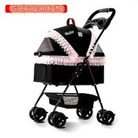 ✆﹍ Small Medium Sized Dog Cart Light Foldable Transportation Walking The Cat Dog Car Seat Dual Purpose Garden Cart Pet Accessories