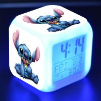 Lilo Stitch นาฬิกาปลุก Growing LED เปลี่ยนสี Digital Light PVC Action Figure ของเล่นสำหรับเด็กวันเกิด Gifthot