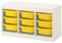 TROFAST Storage combination with boxes, white/yellow 99x44x56 cm (ทรูฟัสท์ กล่องลิ้นชักเก็บของ, ขาว/เหลือง 99x44x56 ซม.)