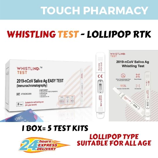 WHISTLING TEST LOLLIPOP Saliva Antigen Covid 19 Test Kit 1 BOX= 5