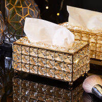 Crystal Glass Tissue Box Paper Rack Metal Decoration Luxury Office Car Ho Home Living Napkin Holder Table Storage Supplies