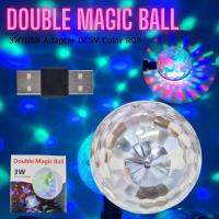 ไฟปาร์ตี้ ลูกบอลปาร์ตี้เปลี่ยนสีได้ แดงเขียวน้ำเงิน RGB ขนาดพกพา Double Magic Ball 3W USB Adapter